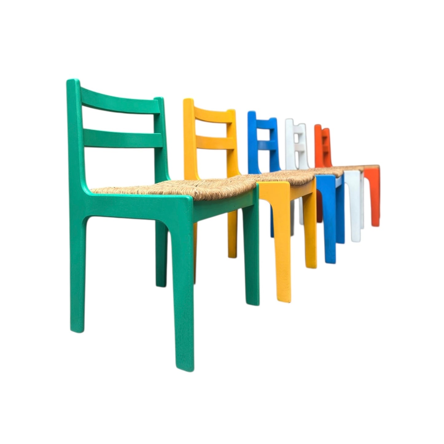 Set aus 5 Eichenholz Stühlen