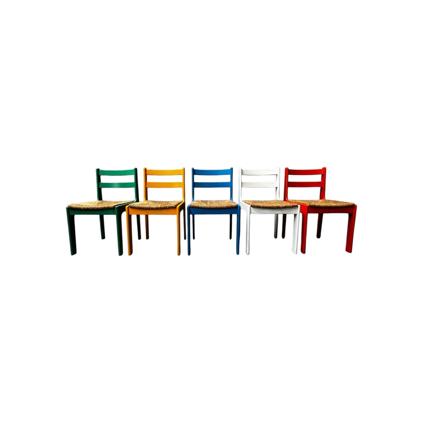 Set aus 5 Eichenholz Stühlen